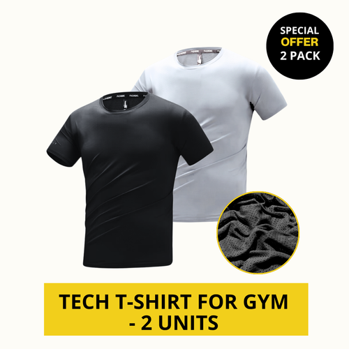 TECH T-SHIRT FOR GYM - 2 PACK (BLACK + WHITE)